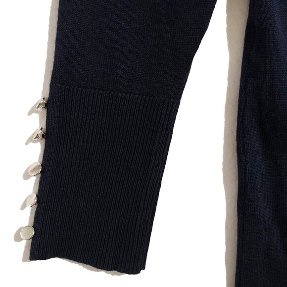 89th & Madison Cardigan Womens Size S Navy Open Front Pockets Long Knit Sweater - Picture 8 of 11